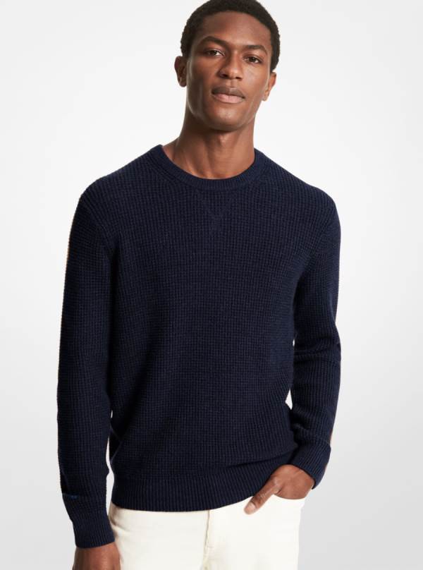 Panske Svetre Michael Kors Waffle Knit Biele Modre Pruhované - Oblecenie Michael Kors Outlet | PJCDO-2403